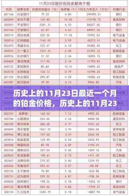 历史上的11月23日铂金价格深度解析，市场动态、竞品对比及走势预测