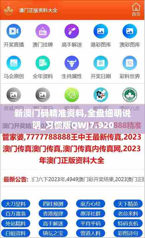 新澳门码精准资料,全盘细明说明_习惯版QWJ7.920