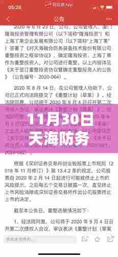 11月30日天海防务重整最新消息大全,获取步骤指南,适合初学者与进阶用户