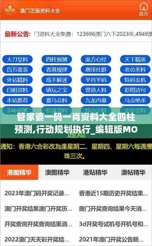 管家婆一码一肖资料大全四柱预测,行动规划执行_编辑版MOQ8.857