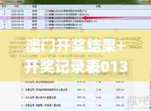 澳门开奖结果+开奖记录表013,即时解答解析分析_UHDPPR41.981