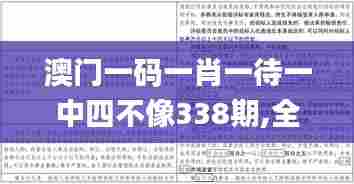 澳门一码一肖一待一中四不像338期,全面解答解释落实_C版64.676-9