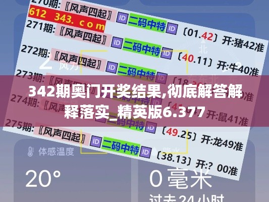 342期奥门开奖结果,彻底解答解释落实_精英版6.377