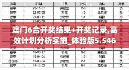 澳门6合开奖结果+开奖记录,高效计划分析实施_体验版5.546