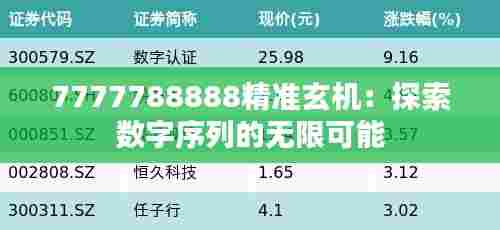7777788888精准玄机:探索数字序列的无限可能