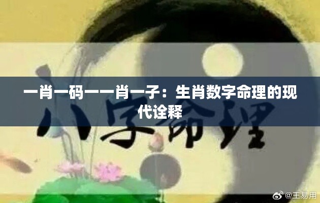 一肖一码一一肖一子:生肖数字命理的现代诠释