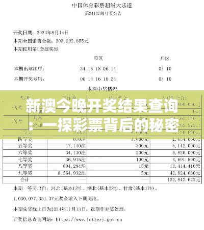 新澳今晚开奖结果查询:一探彩票背后的秘密