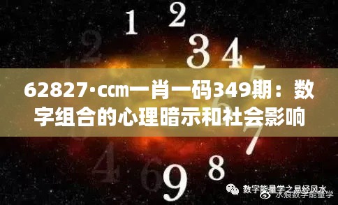 62827·c㎝一肖一码349期:数字组合的心理暗示和社会影响