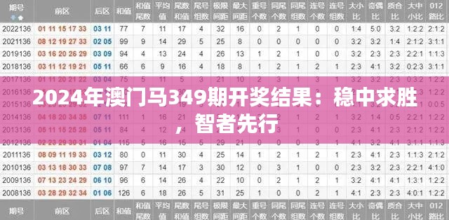 2024年澳门马349期开奖结果:稳中求胜,智者先行