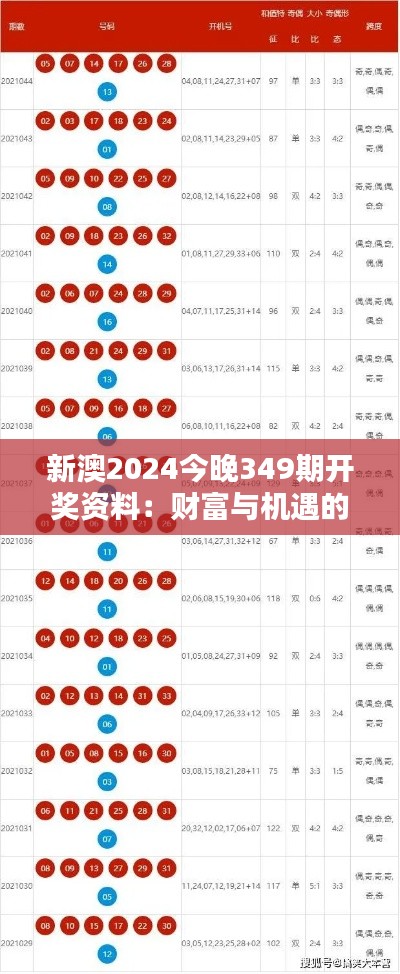 新澳2024今晚349期开奖资料:财富与机遇的碰撞