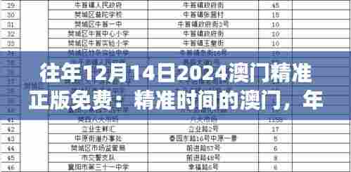 往年12月14日2024澳门精准正版免费：精准时间的澳门，年度最大免费的馈赠