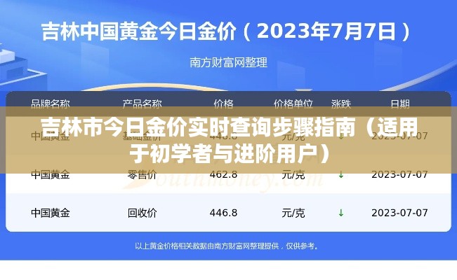 吉林市今日金价实时查询步骤指南,初学者与进阶用户必备指南