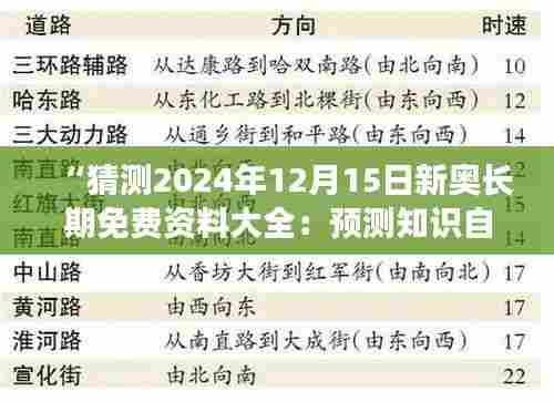 “猜测2024年12月15日新奥长期免费资料大全：预测知识自由化的全新趋势”