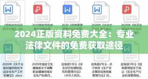 2024正版资料免费大全：专业法律文件的免费获取途径