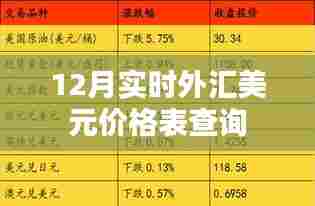 12月实时外汇美元价格表,最新汇率查询