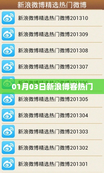 新浪博客热门资讯（日期，01月03日）