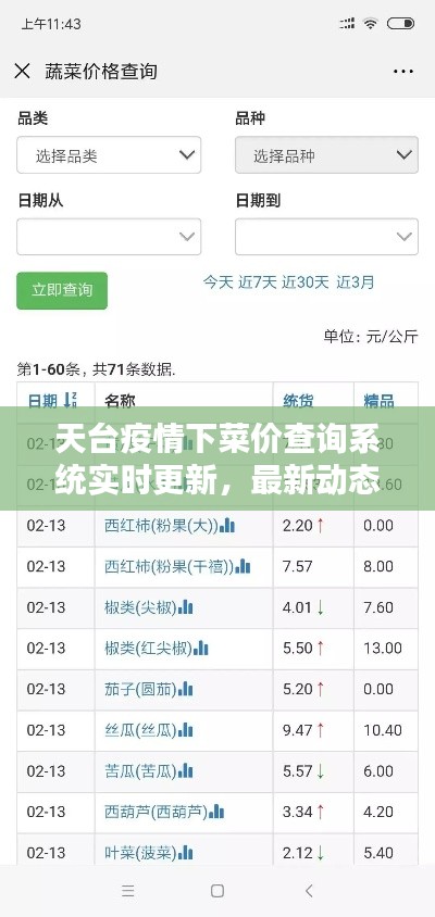 天台疫情下菜价查询系统实时更新，最新动态速览