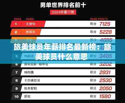 旅美球员年薪排名最新榜：旅美球员什么意思 