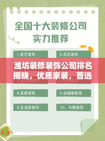 潍坊装修装饰公司排名揭晓,优质家装,首选这些公司!